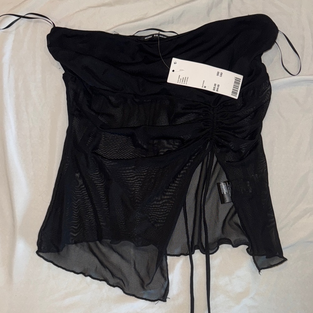 NWT strapless mesh rouched urban outfitters top